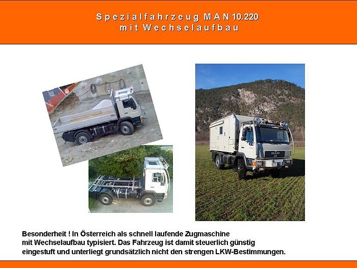 Spezialfahrzeug MAN 10.220 mit Wechselaufbau