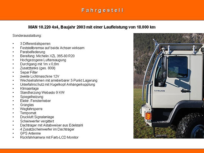 Spezialfahrzeug MAN 10.220 mit Wechselaufbau - Fahrgestell